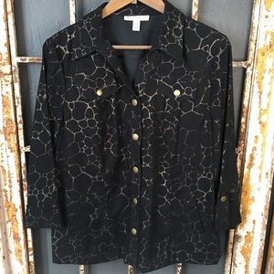 JM Collection Petite XL Black and Gold Jacket